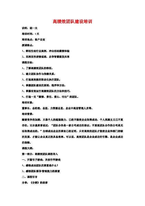 高绩效团队建设培训(胡夫)