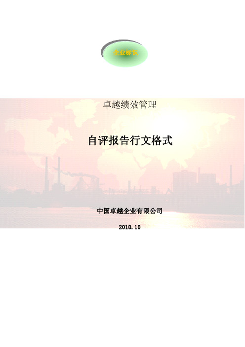 卓越绩效自评报告行文格式