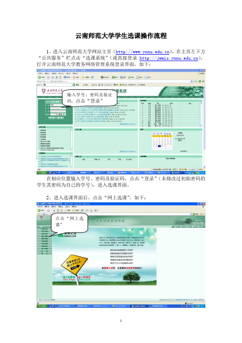 云南师范大学学生选课操作流程