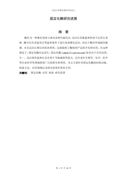 固定化酶研究进展
