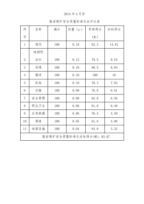 安全质量标准化考核表)