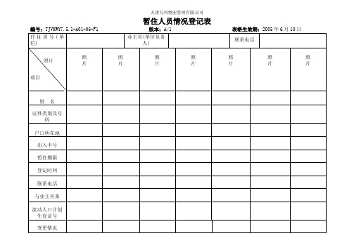 暂住人员情况登记表