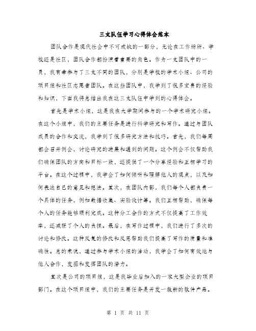 三支队伍学习心得体会范本(五篇)