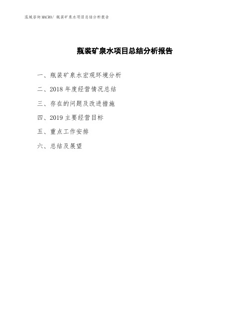 瓶装矿泉水项目总结分析报告