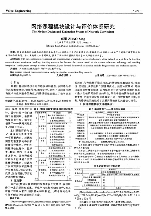 网络课程模块设计与评价体系研究