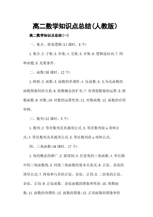 高二数学知识点总结(人教版)