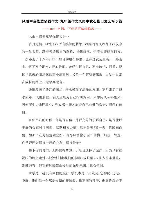 风雨中我依然坚强作文_九年级作文风雨中我心依旧怎么写5篇