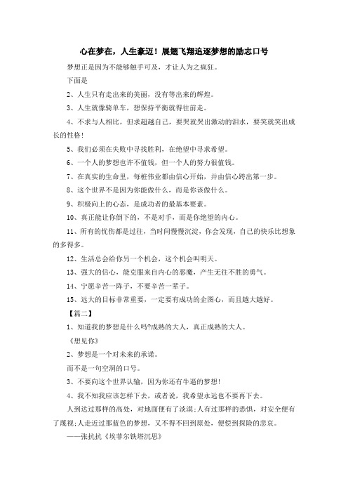 最新-心在梦在人生豪迈!展翅飞翔追逐梦想的励志口号 精品