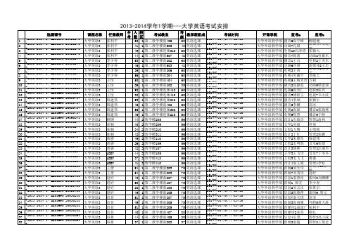 浙江传媒学院2013-2014-1期末考试安排表(大外,模块,公选)