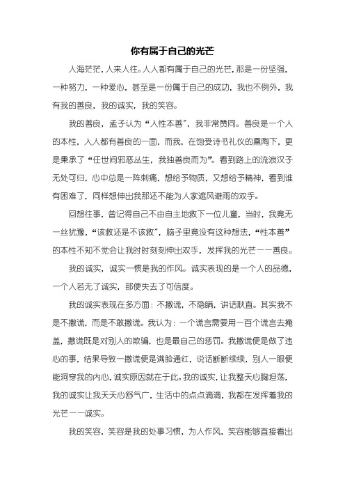 初三作文：你有属于自己的光芒作文800字