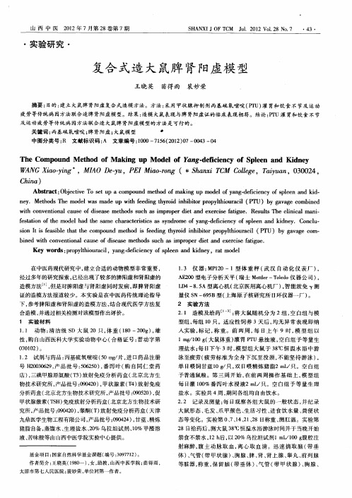 复合式造大鼠脾肾阳虚模型