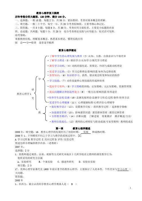 湖南教师资格考试2004-2014中学教育心理学历年试题(分章)