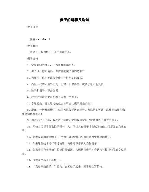 傻子的解释及造句