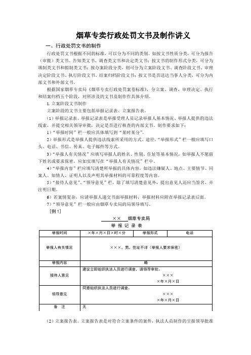 烟草专卖行政处罚文书及制作讲义