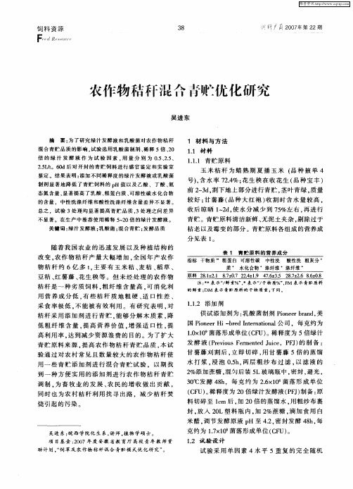 农作物秸秆混合青贮优化研究
