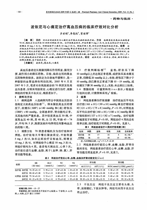 波依定与心痛定治疗高血压病的临床疗效对比分析