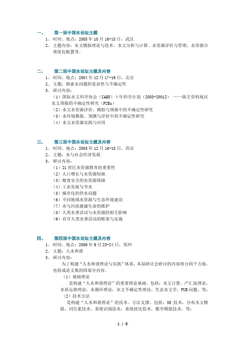 水论坛(1-10届)