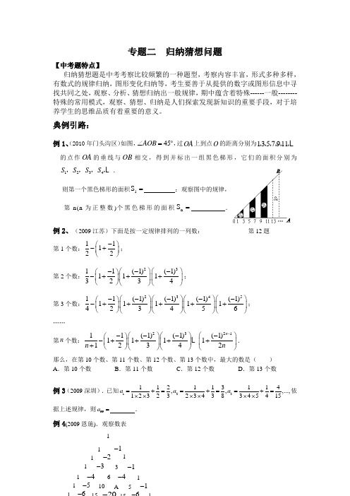 专题二 归纳猜想问题