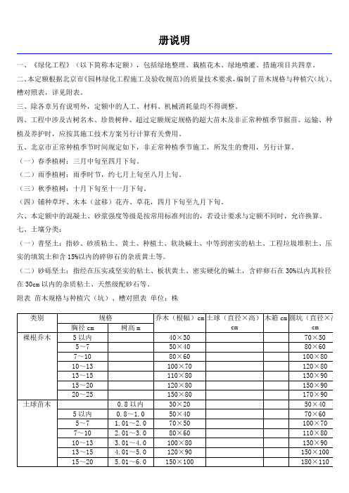 2012年定额第一册绿化工程计算规则