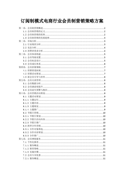 订阅制模式电商行业会员制营销策略方案