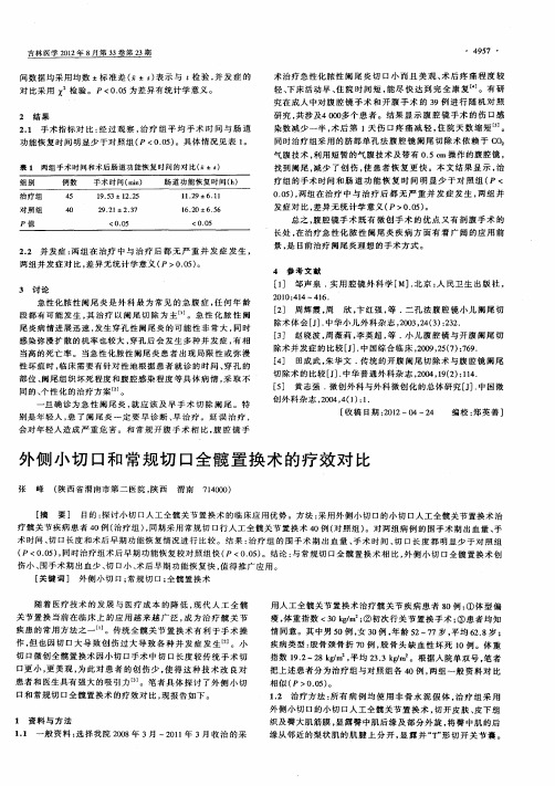 外侧小切口和常规切口全髋置换术的疗效对比