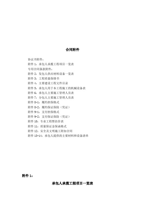 建筑工程施工合同附件(范本)