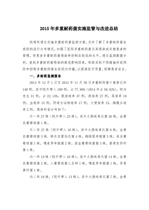 多重耐药菌实施监管与改进总结