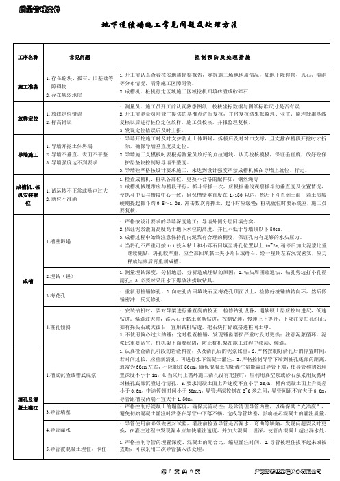 地下连续墙施工常见问题及处理