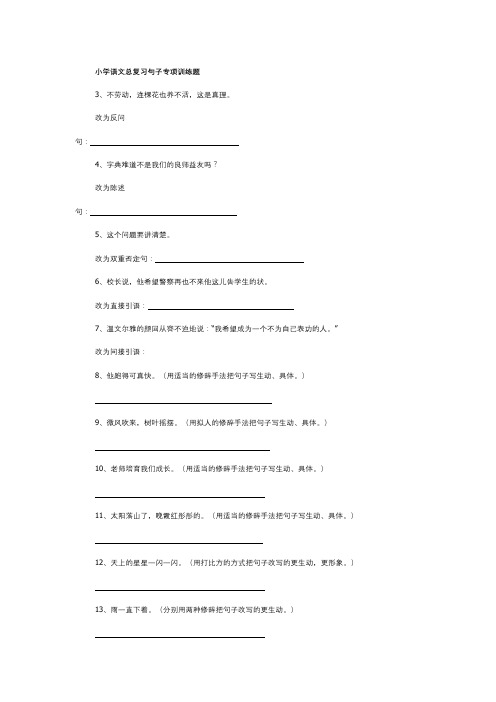 小学语文总复习句子专项训练题