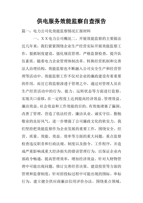 供电服务效能监察自查报告