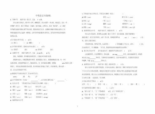 中考字词专项训练(文档良心出品)(20200622014345)