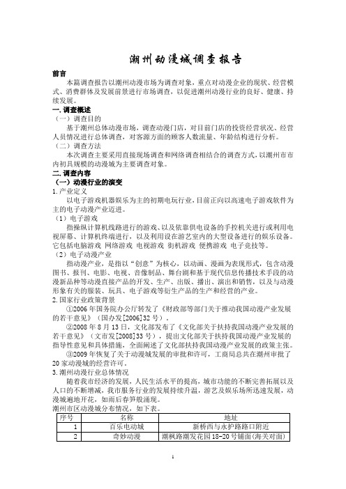 动漫城调查报告  期末作业