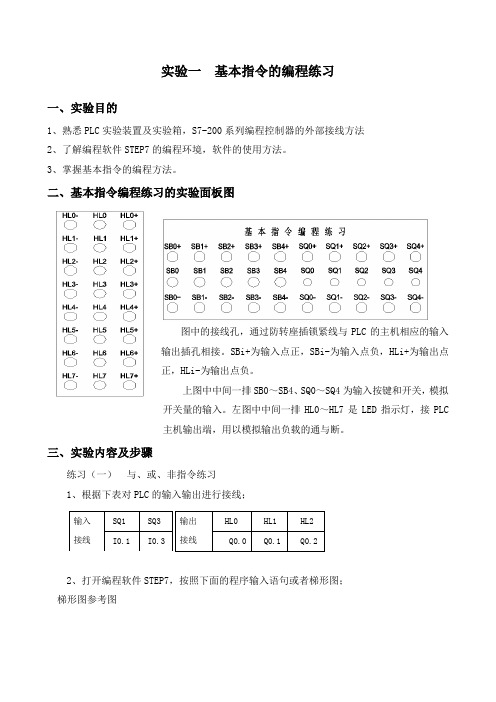 西门子PLC实验指导书实验1