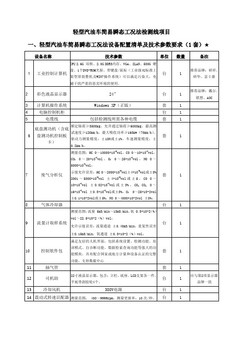 轻型汽油车简易瞬态工况法检测线项目