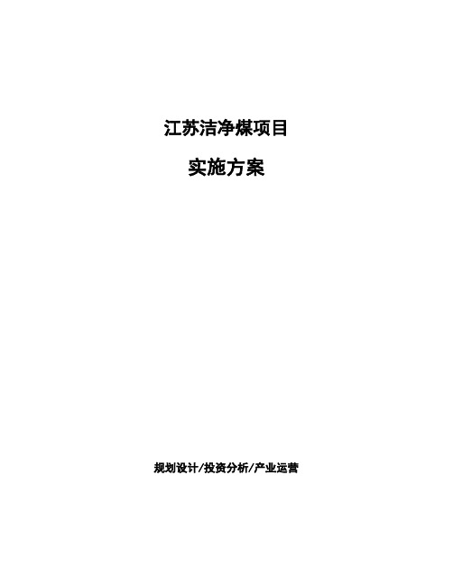 江苏洁净煤项目实施方案