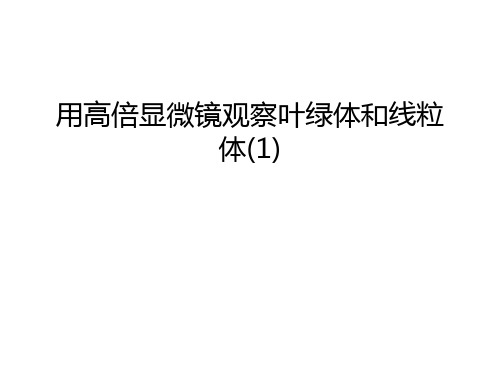 用高倍显微镜观察叶绿体和线粒体(1)复习过程