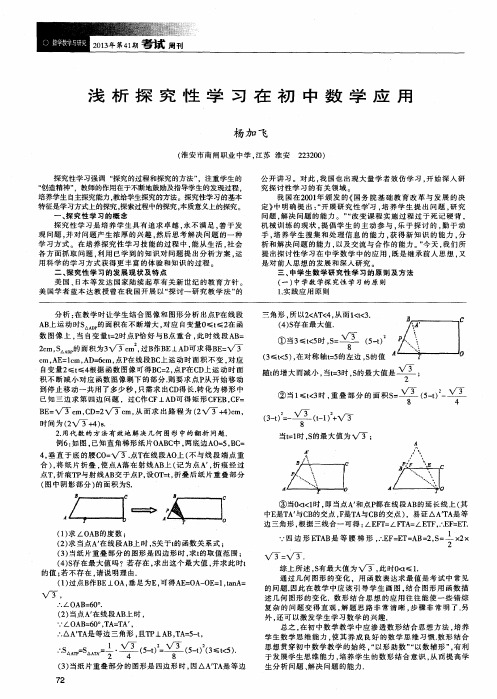 浅析探究性学习在初中数学应用
