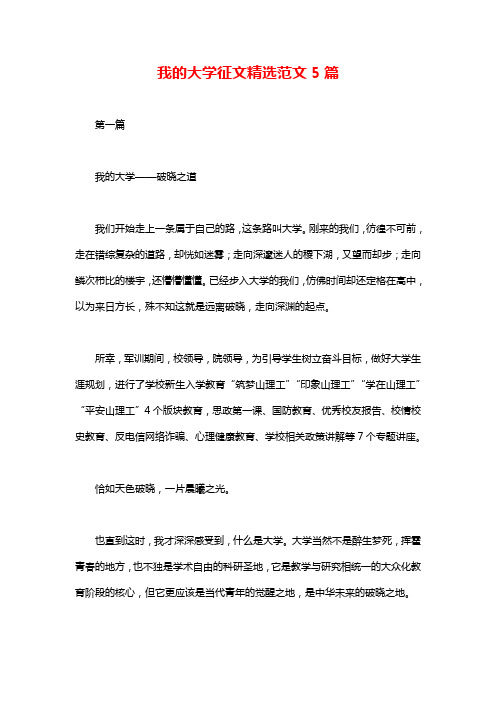 我的大学征文精选范文5篇