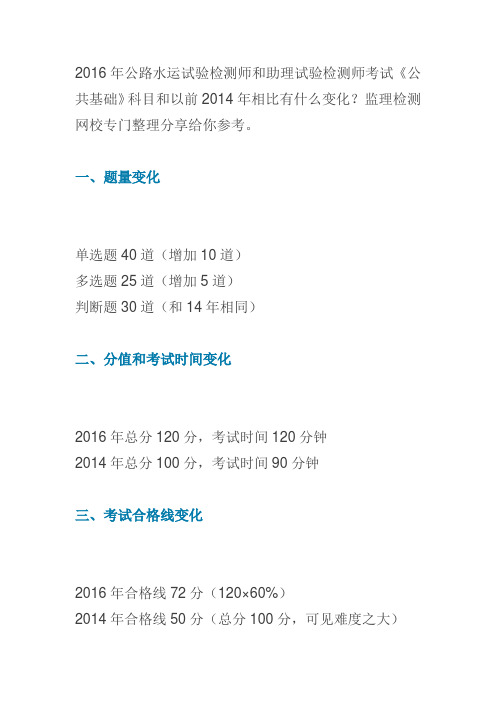 2016年公路水运试验检测师和助理试验检测师考试