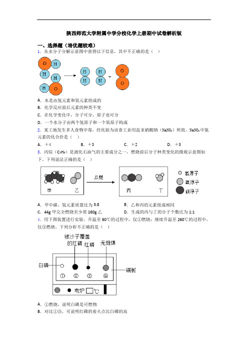 陕西师范大学附属中学分校化学初三化学上册期中试卷解析版