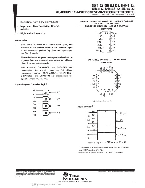 S132N,SN74LS132D,SN74LS132DR,SN74LS132DRE4,SN74LS132NSR,SN74LS132NSRE4, 规格书,Datasheet 资料