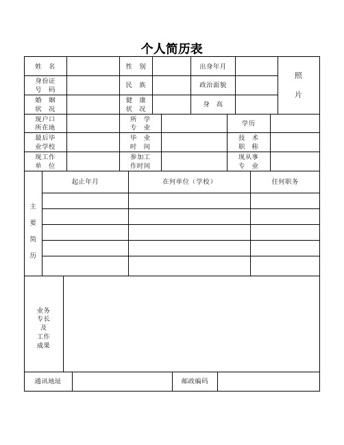 标准的个人简历表格(免费下载)[1]