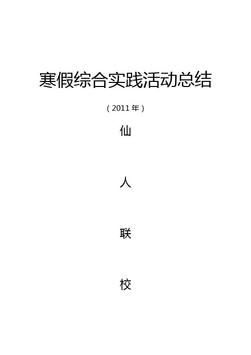 2011年寒假综合实践活动总结
