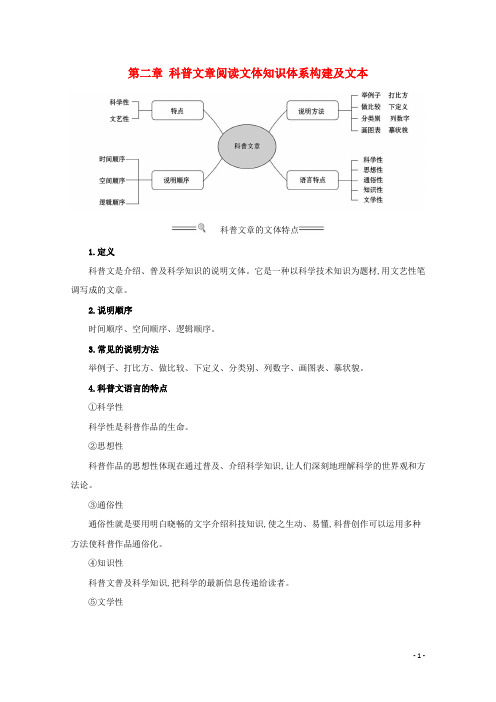 2021版高考语文总复习第一部分现代文阅读第二章科普文章阅读文体知识体系构建及文本探究素材 人教版