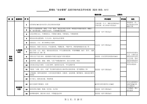 安全管理类月检内容及评分标准