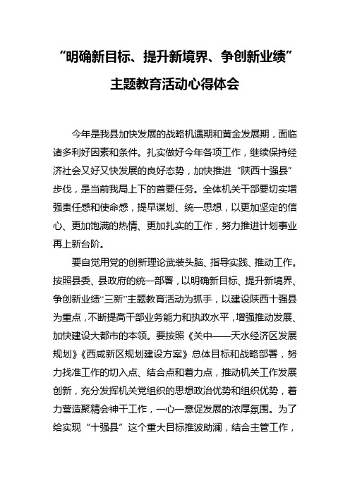“明确新目标、提升新境界、争创新业绩”心得