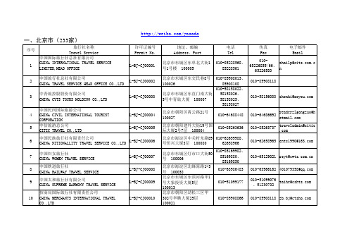 出境游组团社 名单 2012 05 10