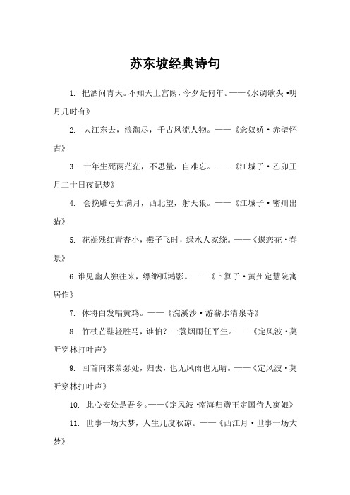 苏东坡经典诗句