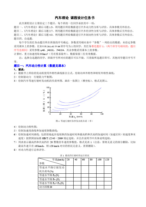 2014年汽车理论课程设计任务书--车辆2011-5-6