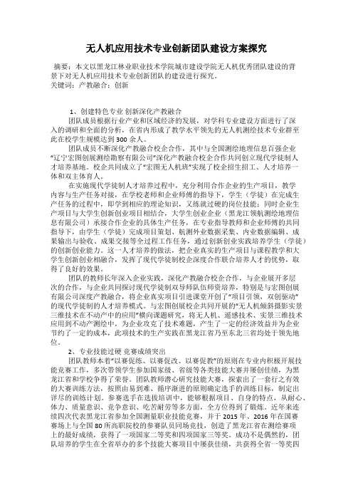 无人机应用技术专业创新团队建设方案探究